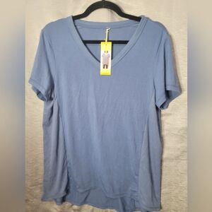 NWT Medium Tangerine blue athletic tee short-sleeved ribbed knit sides